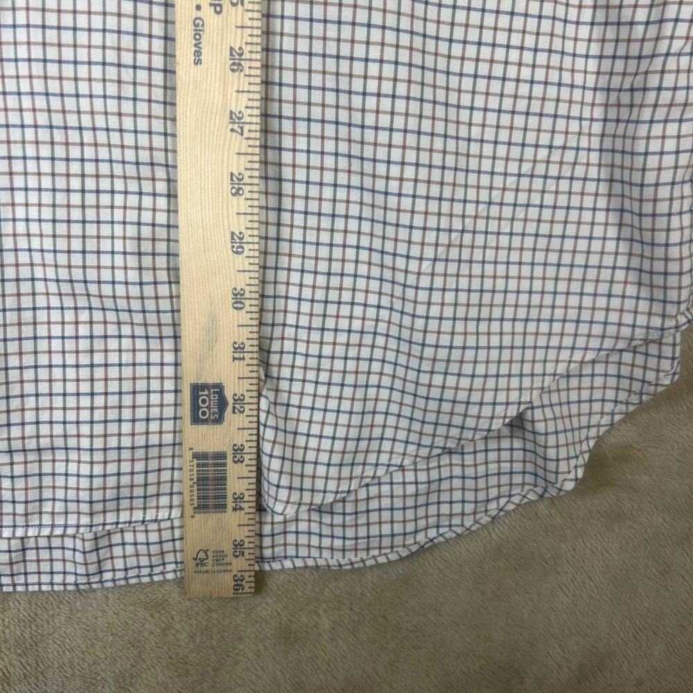 Ralph Lauren Classic Fit 3XLT Tall Button Down Shirt White Blue Brown Check 1797 - Picture 2 of 8